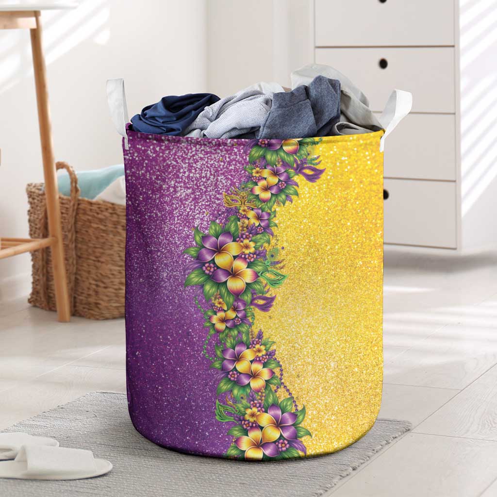 Hawaii Mardi Gras Laundry Basket Plumeria Lei Beads Glitter Style LT05 Colorful - Polynesian Pride