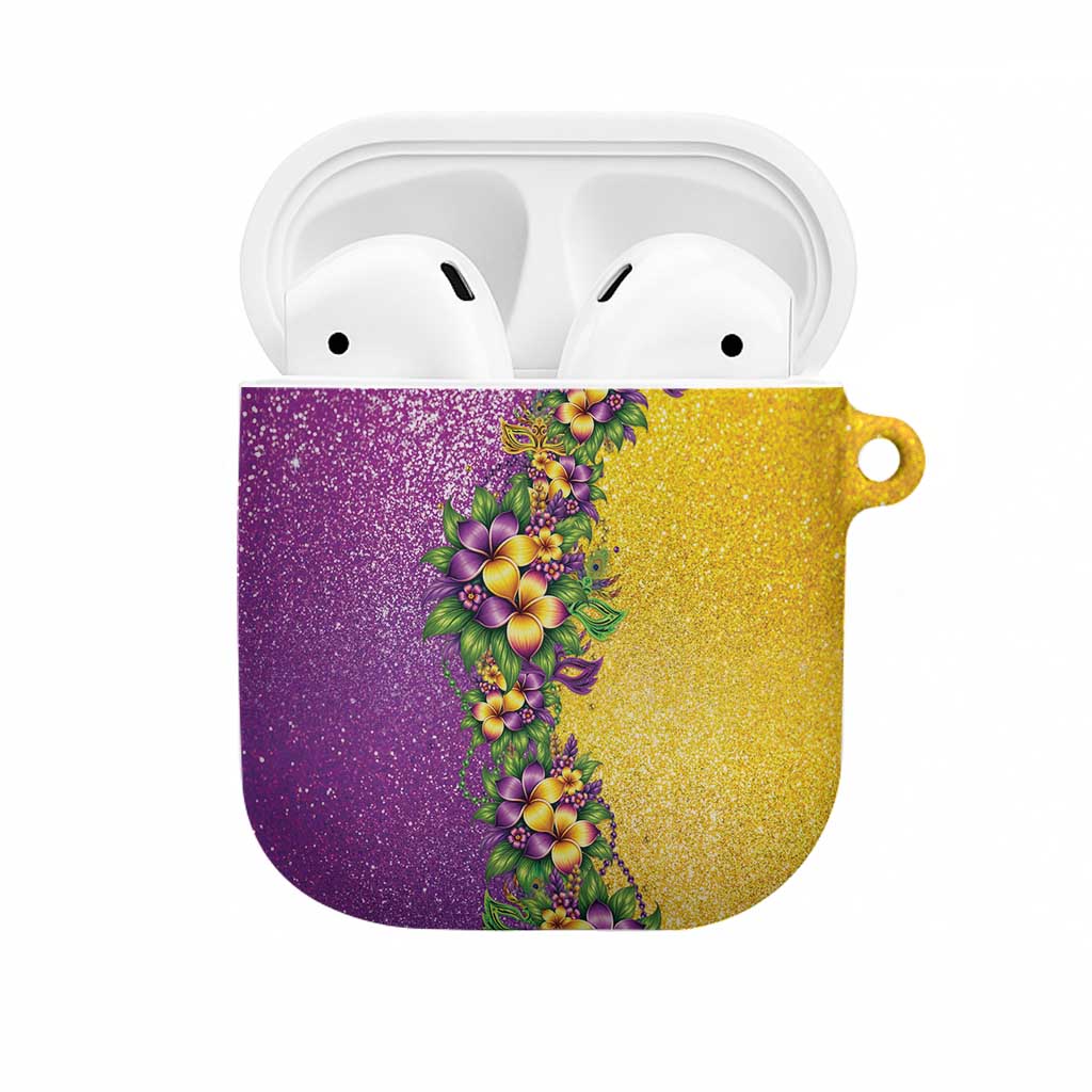 Hawaii Mardi Gras AirPods Case Plumeria Lei Beads Glitter Style