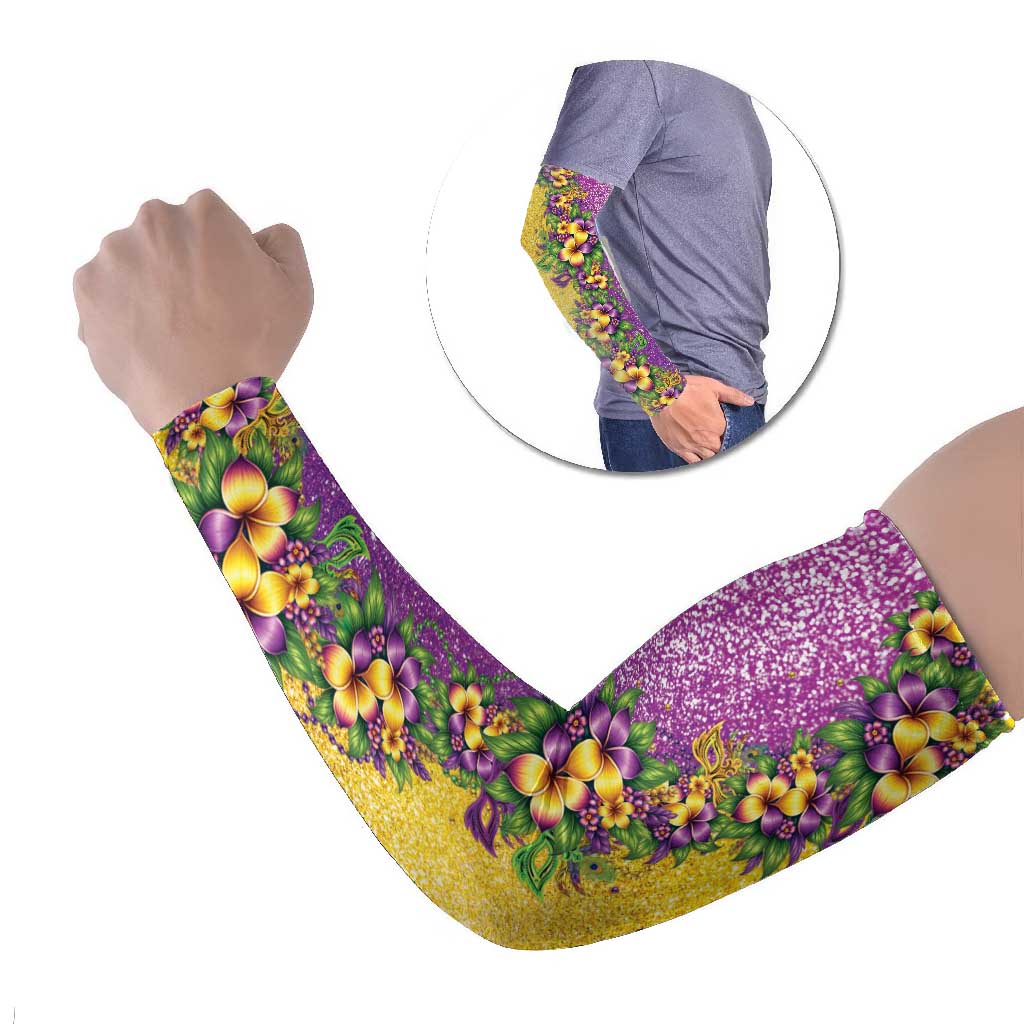 Hawaii Mardi Gras Arm Sleeves Plumeria Lei Beads Glitter Style LT05 Set of 2 Colorful - Polynesian Pride