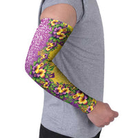 Hawaii Mardi Gras Arm Sleeves Plumeria Lei Beads Glitter Style LT05 - Polynesian Pride