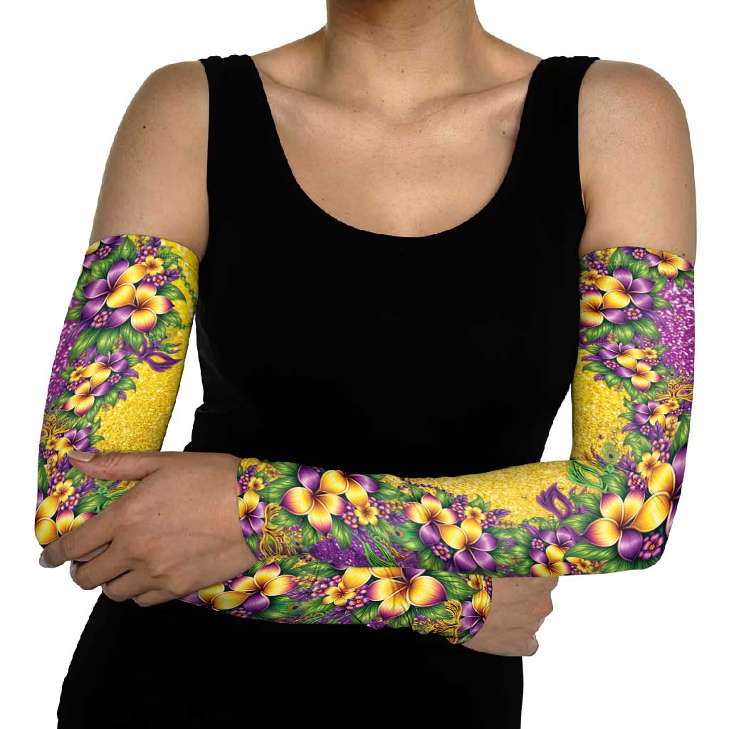 Hawaii Mardi Gras Arm Sleeves Plumeria Lei Beads Glitter Style LT05 - Polynesian Pride