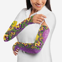 Hawaii Mardi Gras Arm Sleeves Plumeria Lei Beads Glitter Style LT05 - Polynesian Pride