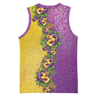 Hawaii Mardi Gras Basketball Jersey Plumeria Lei Beads Glitter Style LT05 - Polynesian Pride