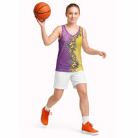Hawaii Mardi Gras Basketball Jersey Plumeria Lei Beads Glitter Style LT05 - Polynesian Pride
