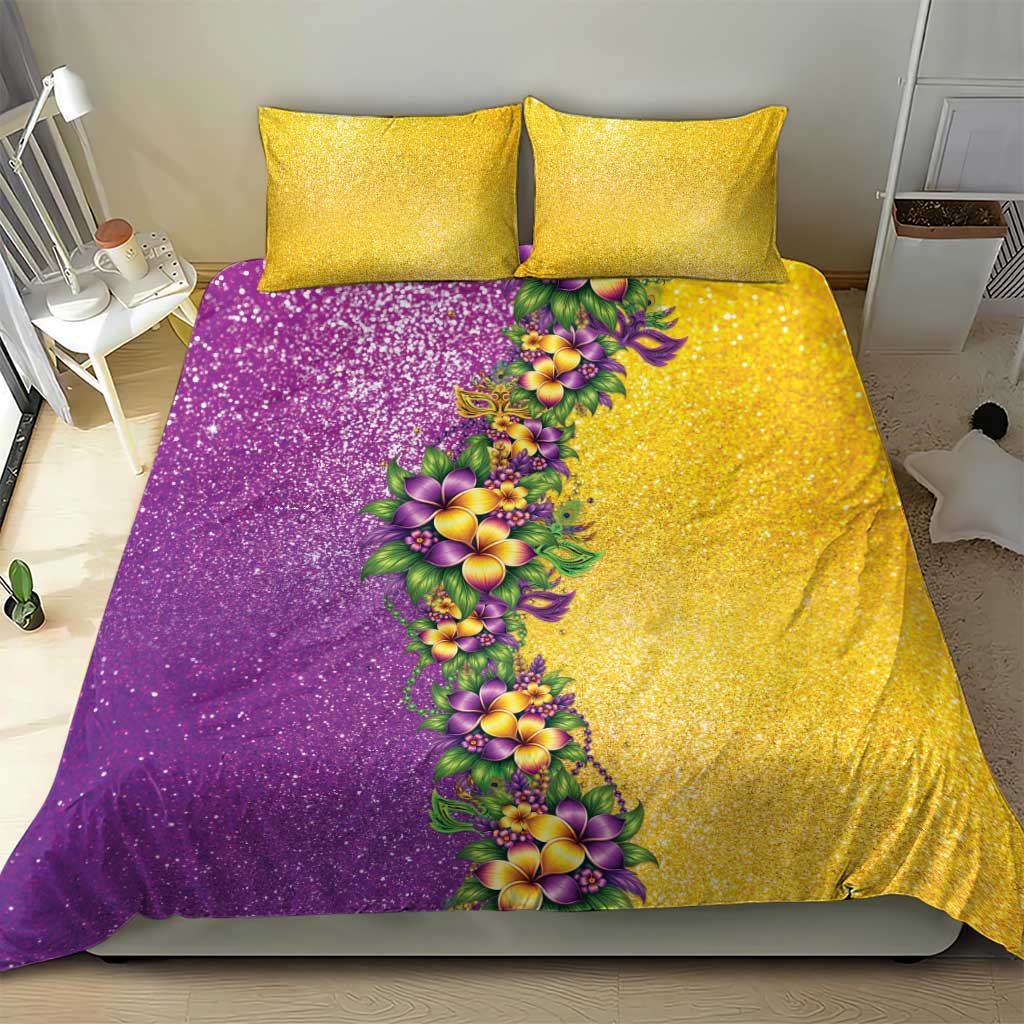Hawaii Mardi Gras Bedding Set Plumeria Lei Beads Glitter Style LT05 - Polynesian Pride