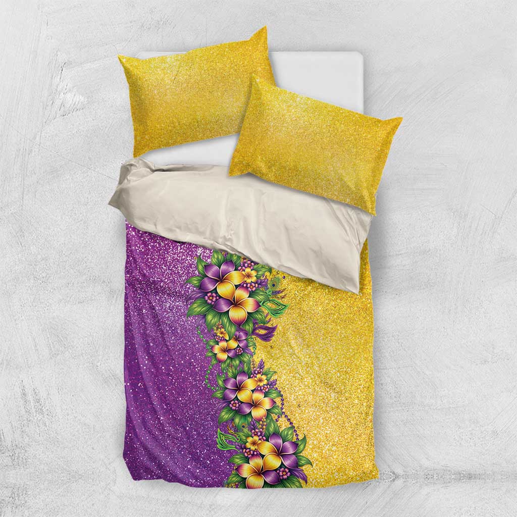 Hawaii Mardi Gras Bedding Set Plumeria Lei Beads Glitter Style LT05 US Twin 172cm x 218cm Colorful - Polynesian Pride
