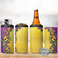 Hawaii Mardi Gras 4 in 1 Can Cooler Tumbler Plumeria Lei Beads Glitter Style LT05 - Polynesian Pride