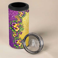 Hawaii Mardi Gras 4 in 1 Can Cooler Tumbler Plumeria Lei Beads Glitter Style LT05 - Polynesian Pride