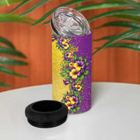 Hawaii Mardi Gras 4 in 1 Can Cooler Tumbler Plumeria Lei Beads Glitter Style LT05 - Polynesian Pride