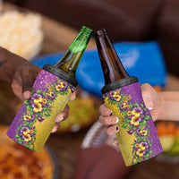 Hawaii Mardi Gras 4 in 1 Can Cooler Tumbler Plumeria Lei Beads Glitter Style LT05 - Polynesian Pride