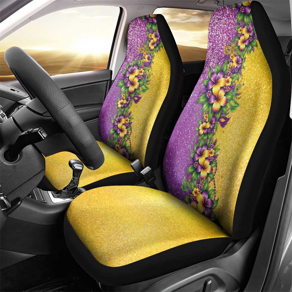 Hawaii Mardi Gras Car Seat Cover Plumeria Lei Beads Glitter Style