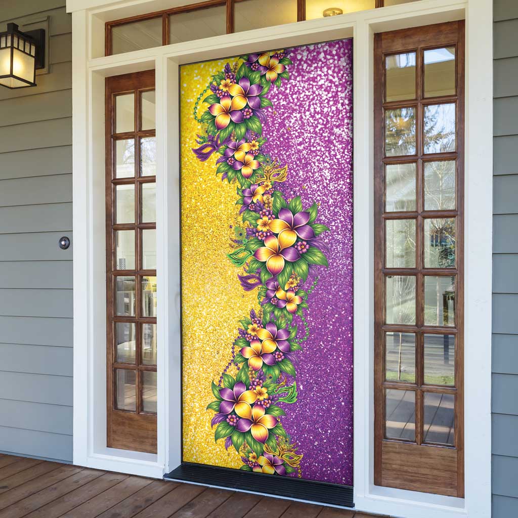Hawaii Mardi Gras Door Cover Plumeria Lei Beads Glitter Style LT05 - Polynesian Pride
