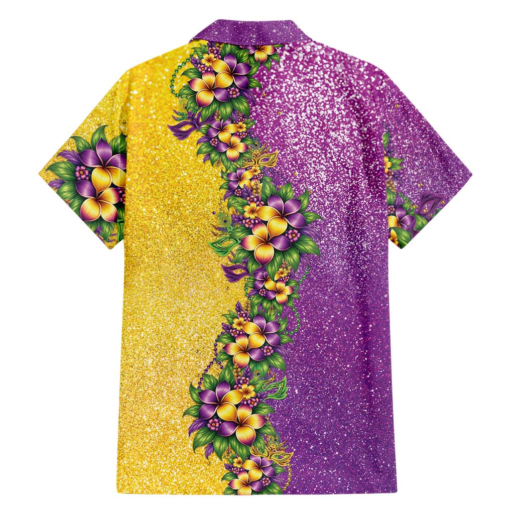 Hawaii Mardi Gras Family Matching Mermaid Dress and Hawaiian Shirt Plumeria Lei Beads Glitter Style