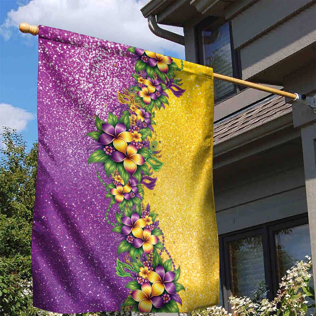Hawaii Mardi Gras Garden Flag Plumeria Lei Beads Glitter Style LT05 - Polynesian Pride