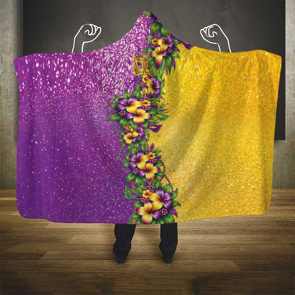 Hawaii Mardi Gras Hooded Blanket Plumeria Lei Beads Glitter Style LT05 - Polynesian Pride
