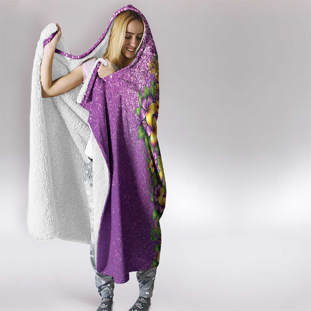 Hawaii Mardi Gras Hooded Blanket Plumeria Lei Beads Glitter Style LT05 - Polynesian Pride