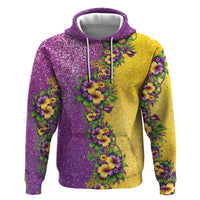 Hawaii Mardi Gras Hoodie Plumeria Lei Beads Glitter Style LT05 Pullover Hoodie Colorful - Polynesian Pride