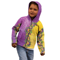 Hawaii Mardi Gras Kid Hoodie Plumeria Lei Beads Glitter Style LT05 - Polynesian Pride