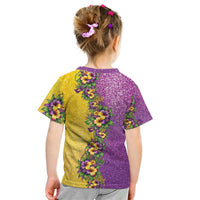Hawaii Mardi Gras Kid T Shirt Plumeria Lei Beads Glitter Style