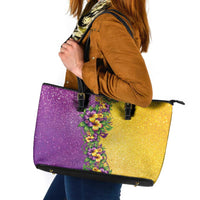 Hawaii Mardi Gras Leather Tote Bag Plumeria Lei Beads Glitter Style LT05 Colorful - Polynesian Pride