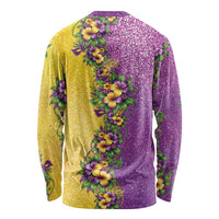 Hawaii Mardi Gras Long Sleeve Shirt Plumeria Lei Beads Glitter Style LT05 - Polynesian Pride