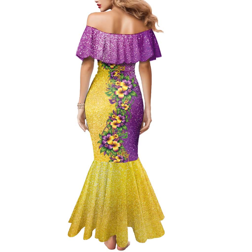 Hawaii Mardi Gras Mermaid Dress Plumeria Lei Beads Glitter Style LT05 - Polynesian Pride