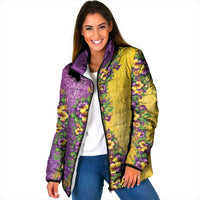 Hawaii Mardi Gras Padded Jacket Plumeria Lei Beads Glitter Style LT05 Women Colorful - Polynesian Pride