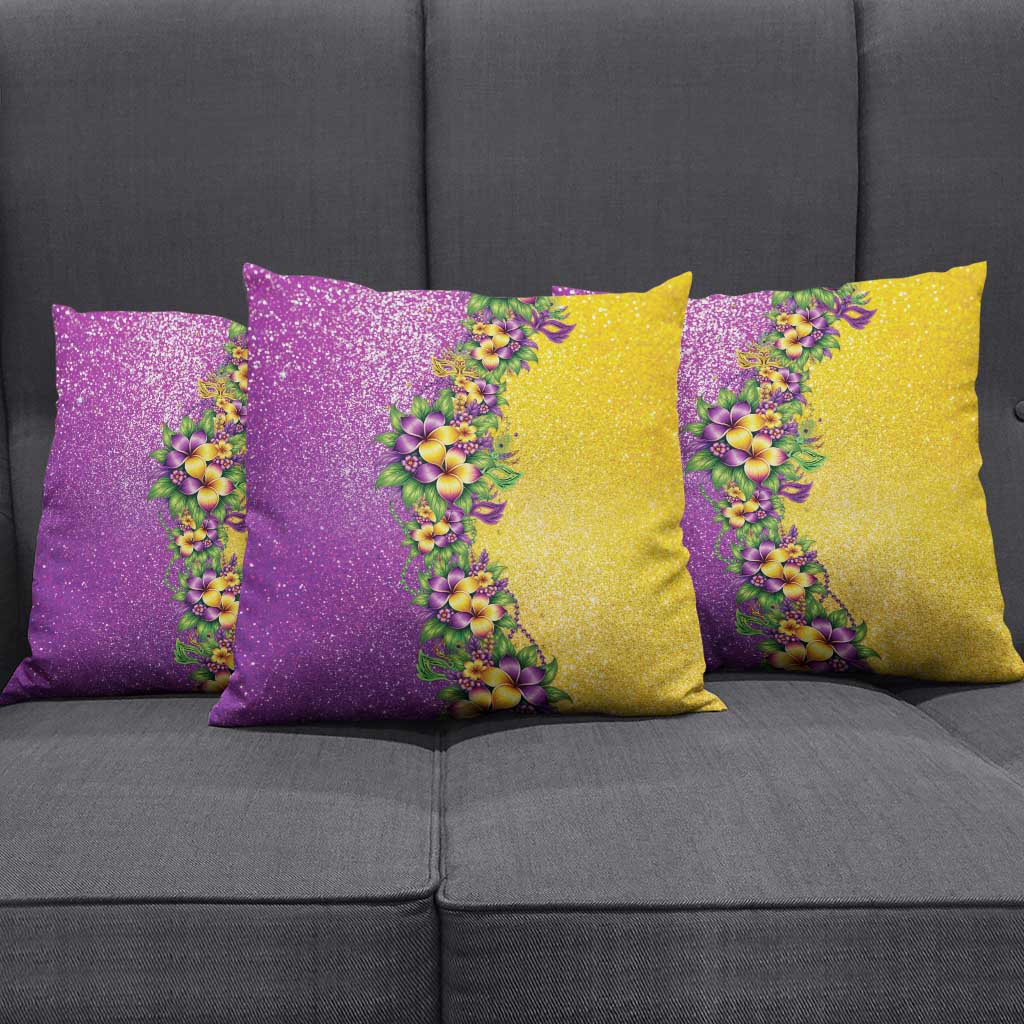 Hawaii Mardi Gras Pillow Cover Plumeria Lei Beads Glitter Style LT05 - Polynesian Pride