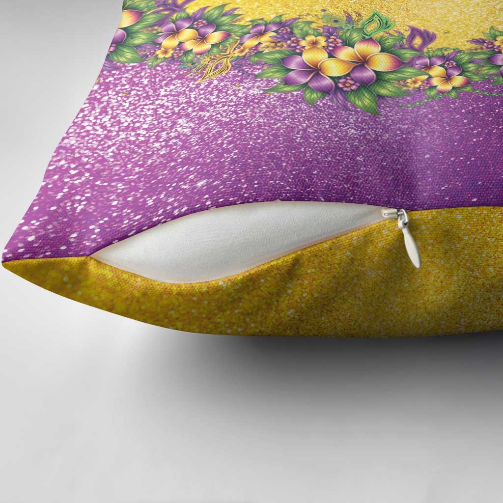 Hawaii Mardi Gras Pillow Cover Plumeria Lei Beads Glitter Style LT05 - Polynesian Pride