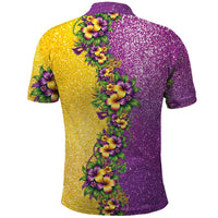 Hawaii Mardi Gras Polo Shirt Plumeria Lei Beads Glitter Style