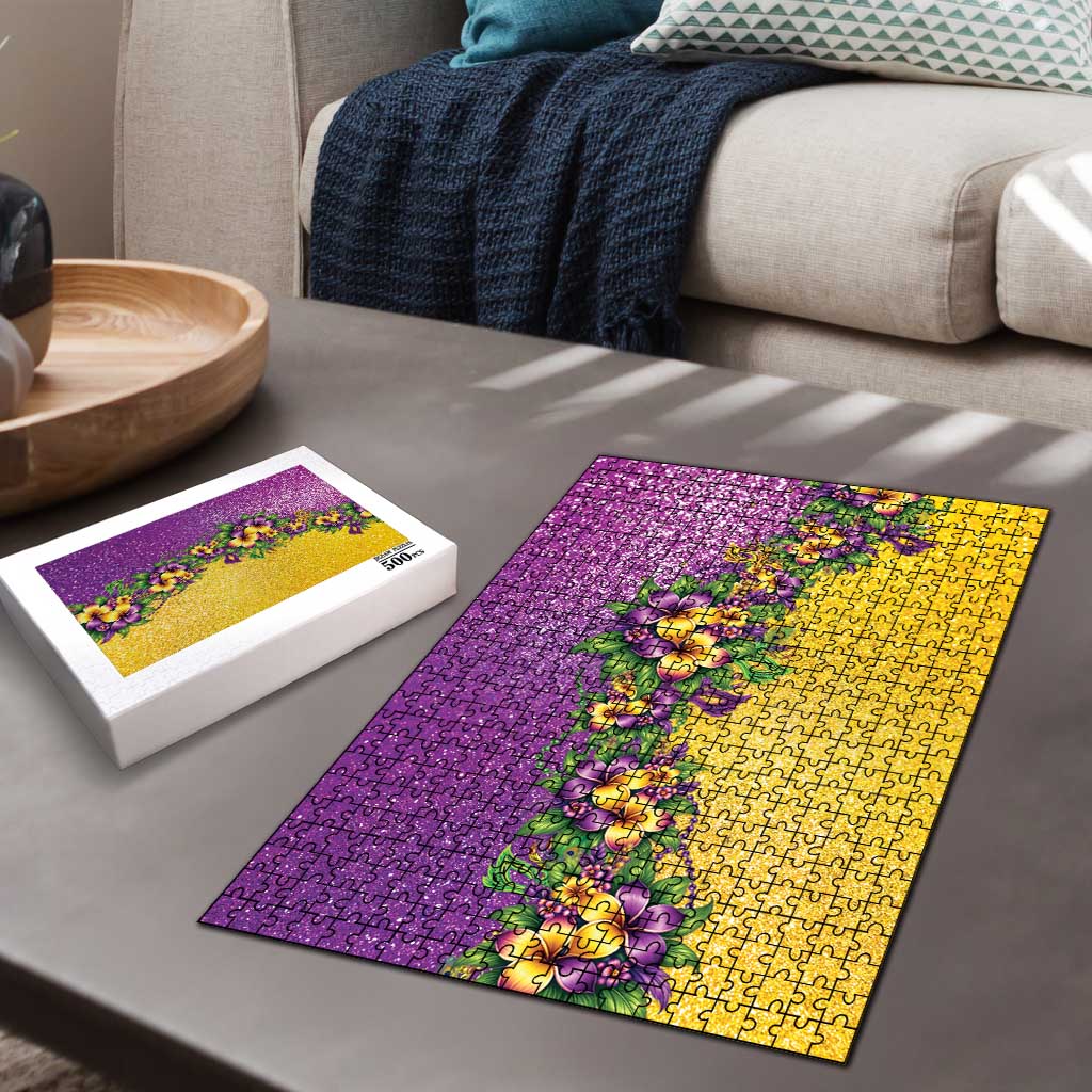 Hawaii Mardi Gras Puzzle Plumeria Lei Beads Glitter Style LT05 - Polynesian Pride