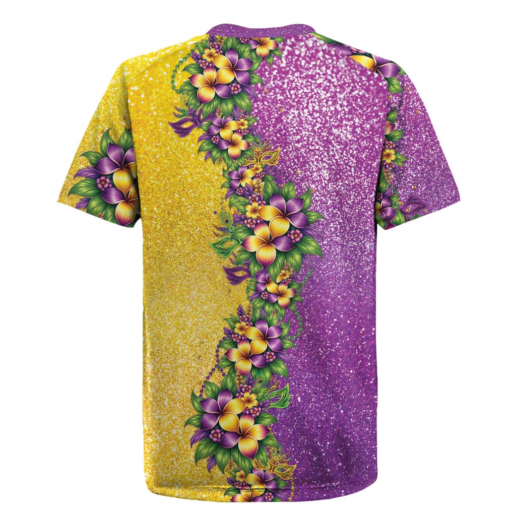 Hawaii Mardi Gras Rugby Jersey Plumeria Lei Beads Glitter Style LT05 - Polynesian Pride