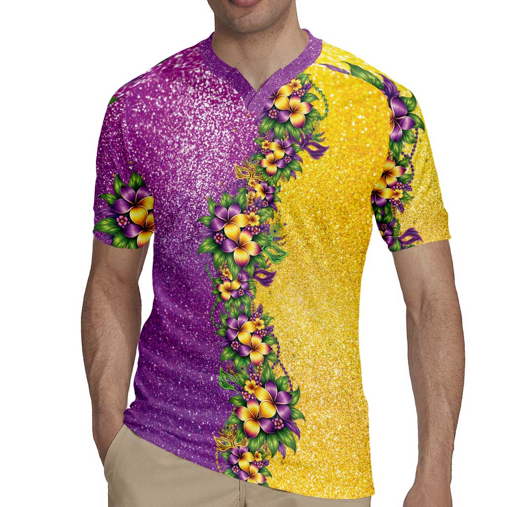 Hawaii Mardi Gras Rugby Jersey Plumeria Lei Beads Glitter Style LT05 - Polynesian Pride