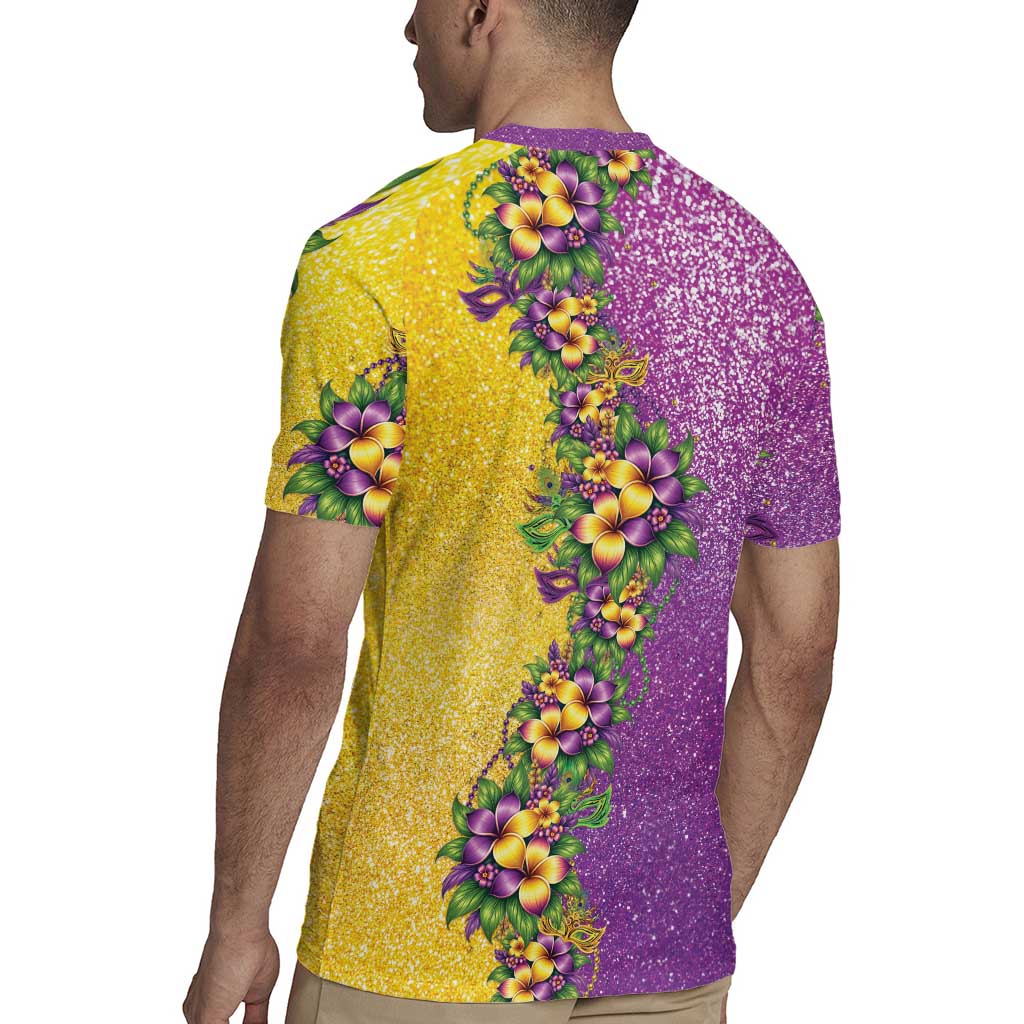 Hawaii Mardi Gras Rugby Jersey Plumeria Lei Beads Glitter Style LT05 - Polynesian Pride