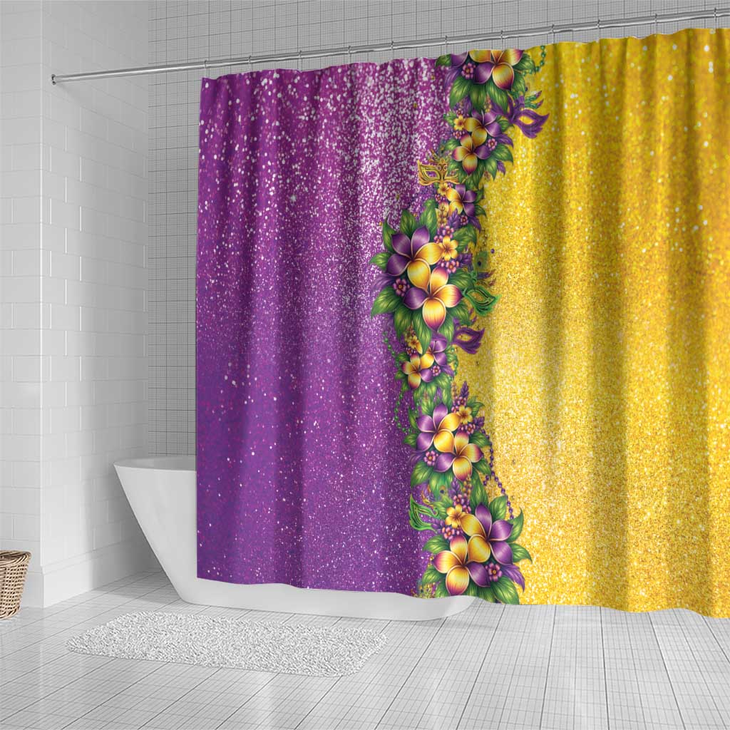 Hawaii Mardi Gras Shower Curtain Plumeria Lei Beads Glitter Style LT05 - Polynesian Pride