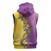 Hawaii Mardi Gras Sleeveless Hoodie Plumeria Lei Beads Glitter Style LT05 - Polynesian Pride