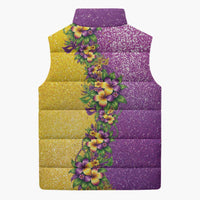 Hawaii Mardi Gras Sleeveless Puffer Jacket Plumeria Lei Beads Glitter Style LT05 - Polynesian Pride