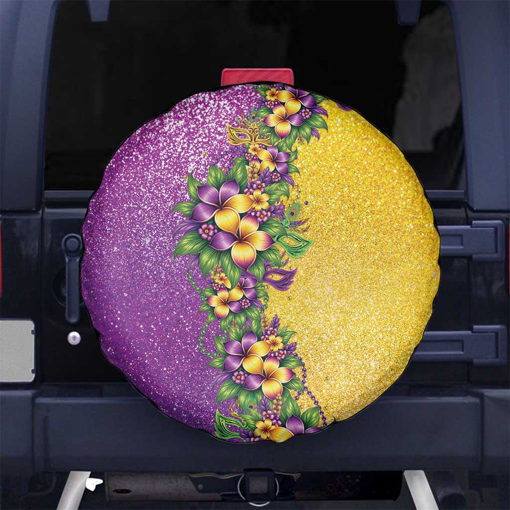 Hawaii Mardi Gras Spare Tire Cover Plumeria Lei Beads Glitter Style LT05 No hole Colorful - Polynesian Pride
