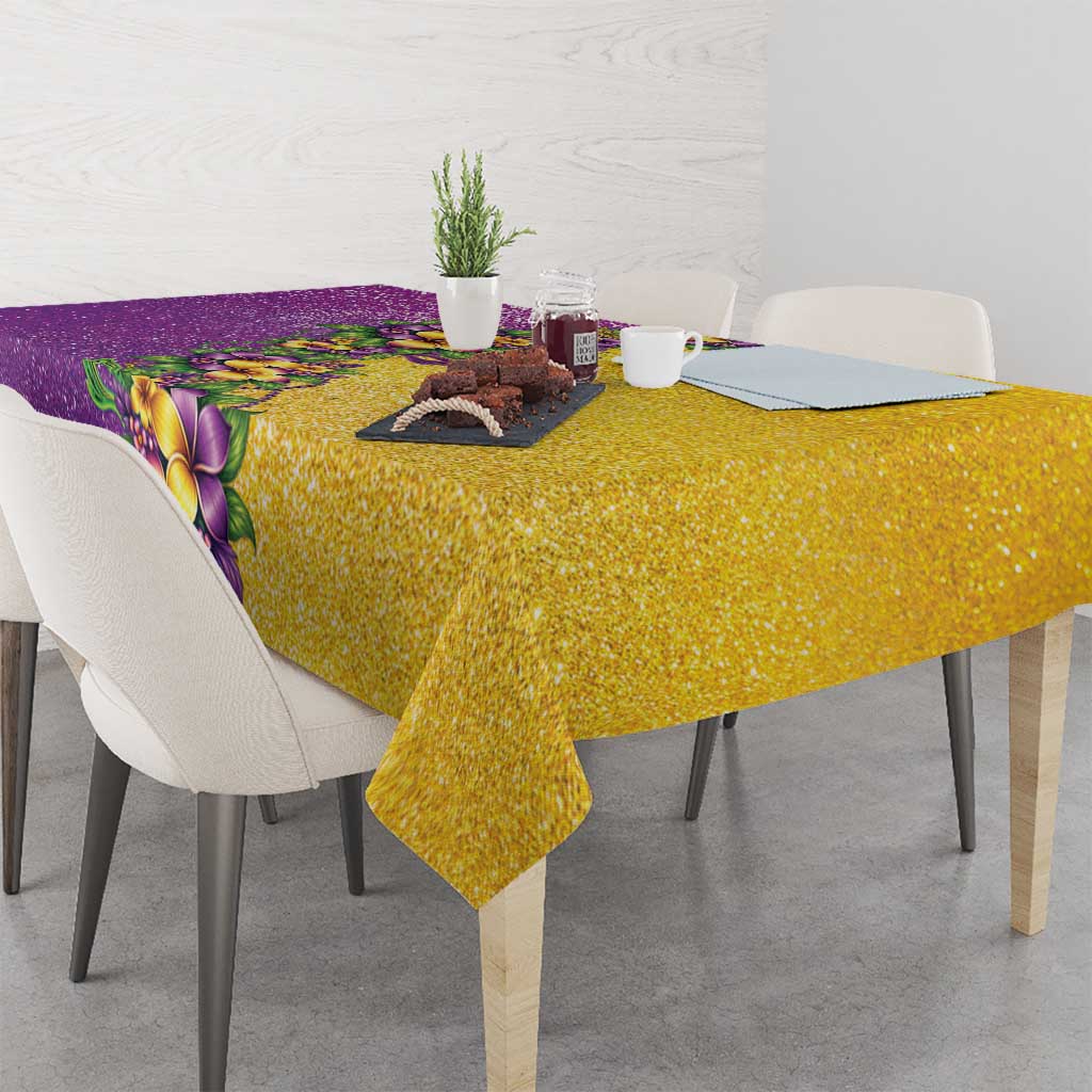 Hawaii Mardi Gras Tablecloth Plumeria Lei Beads Glitter Style LT05 - Polynesian Pride