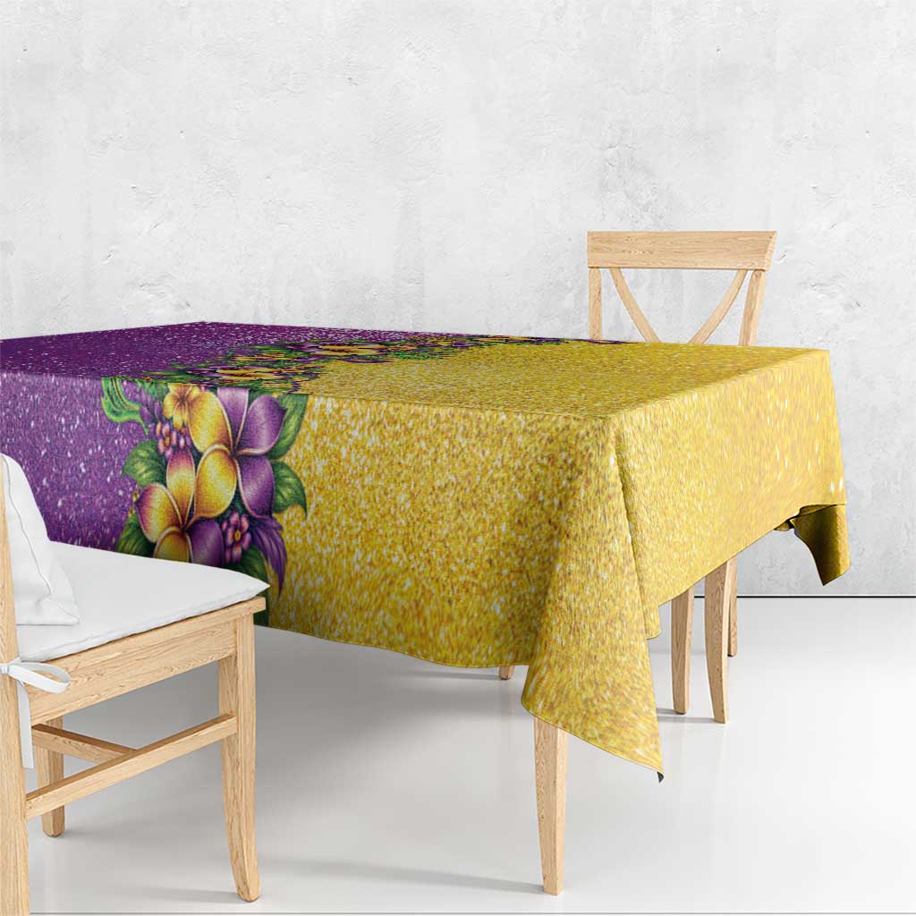 Hawaii Mardi Gras Tablecloth Plumeria Lei Beads Glitter Style LT05 - Polynesian Pride