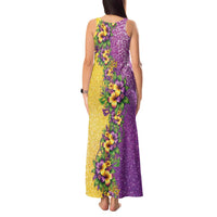 Hawaii Mardi Gras Tank Maxi Dress Plumeria Lei Beads Glitter Style LT05 - Polynesian Pride