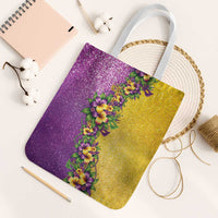 Hawaii Mardi Gras Tote Bag Plumeria Lei Beads Glitter Style LT05 White Strap One Size Colorful - Polynesian Pride