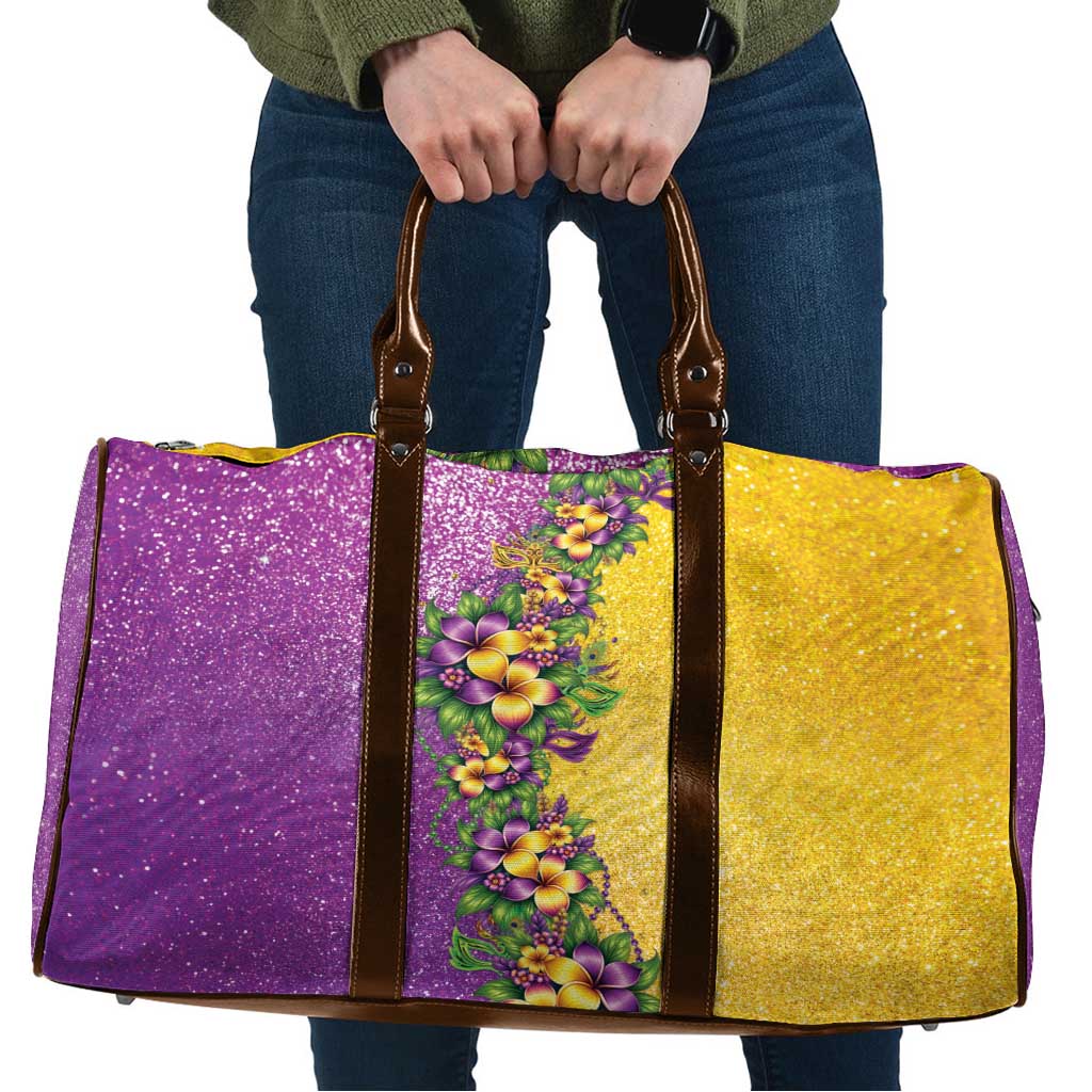 Hawaii Mardi Gras Travel Bag Plumeria Lei Beads Glitter Style