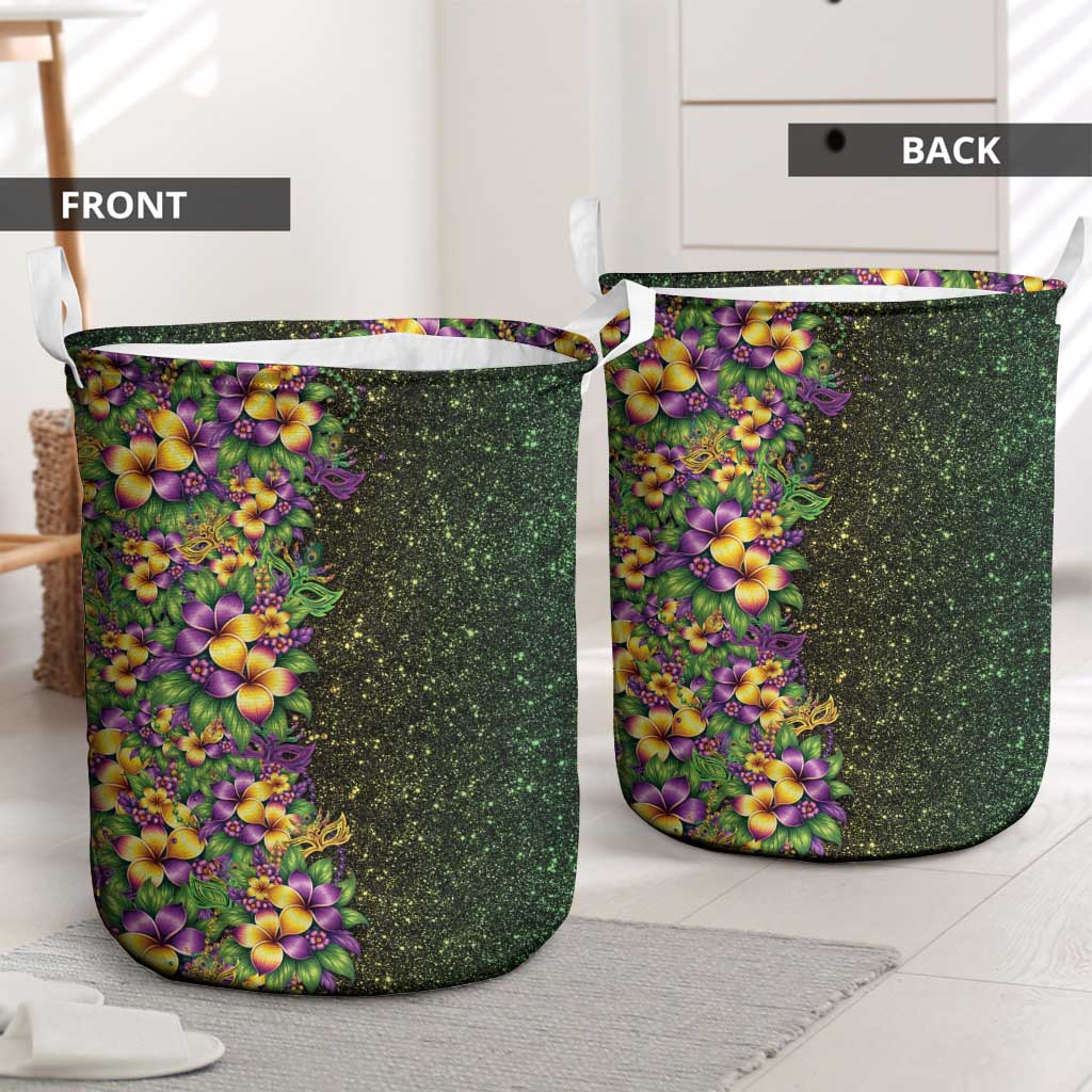 Hawaii Mardi Gras Laundry Basket Tropical Flowers Glitter Style LT05 - Polynesian Pride