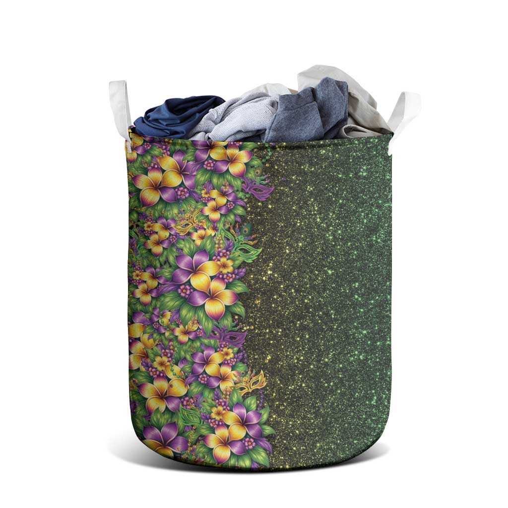 Hawaii Mardi Gras Laundry Basket Tropical Flowers Glitter Style LT05 - Polynesian Pride