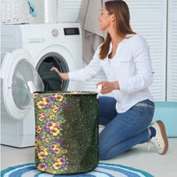 Hawaii Mardi Gras Laundry Basket Tropical Flowers Glitter Style LT05 - Polynesian Pride