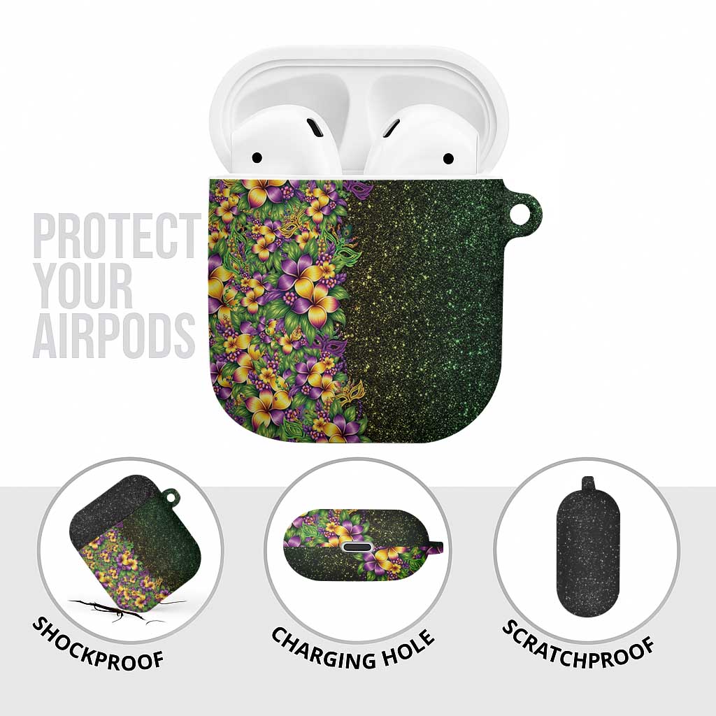 Hawaii Mardi Gras AirPods Case Tropical Flowers Glitter Style LT05 - Polynesian Pride