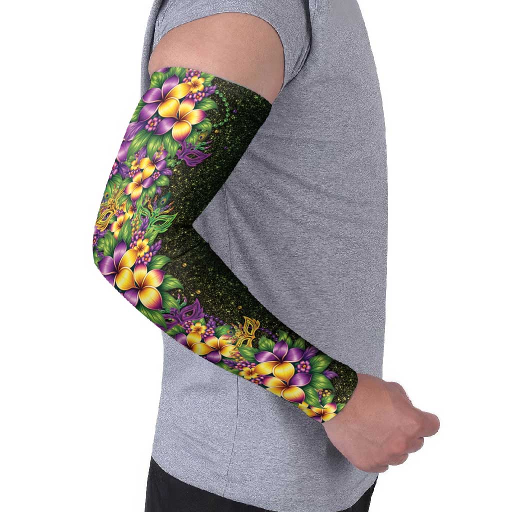 Hawaii Mardi Gras Arm Sleeves Tropical Flowers Glitter Style LT05 - Polynesian Pride