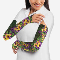 Hawaii Mardi Gras Arm Sleeves Tropical Flowers Glitter Style LT05 - Polynesian Pride