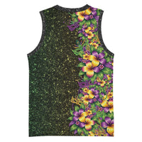Hawaii Mardi Gras Basketball Jersey Tropical Flowers Glitter Style LT05 - Polynesian Pride